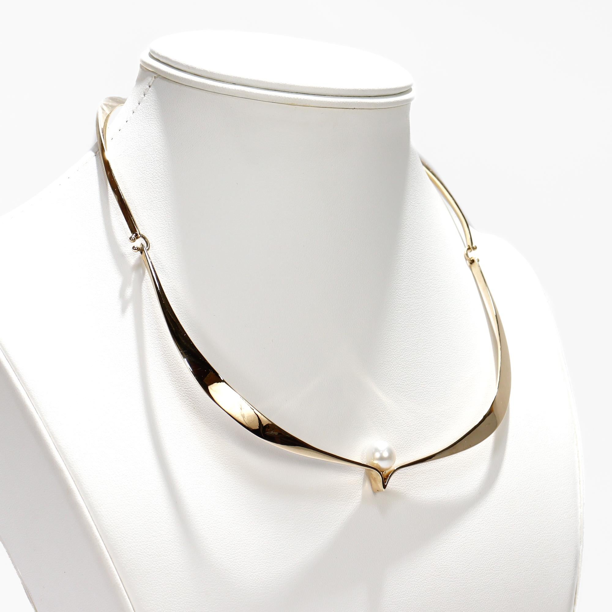 Collana o collare Choker Modernista in oro 14K e perle di Ed Wiener in vendita 12