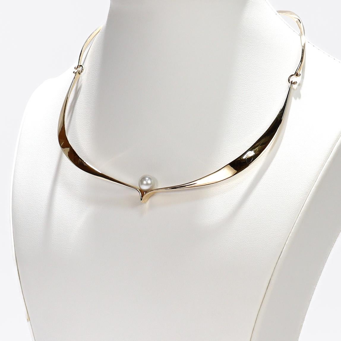 Collana o collare Choker Modernista in oro 14K e perle di Ed Wiener In condizioni buone in vendita a Philadelphia, PA