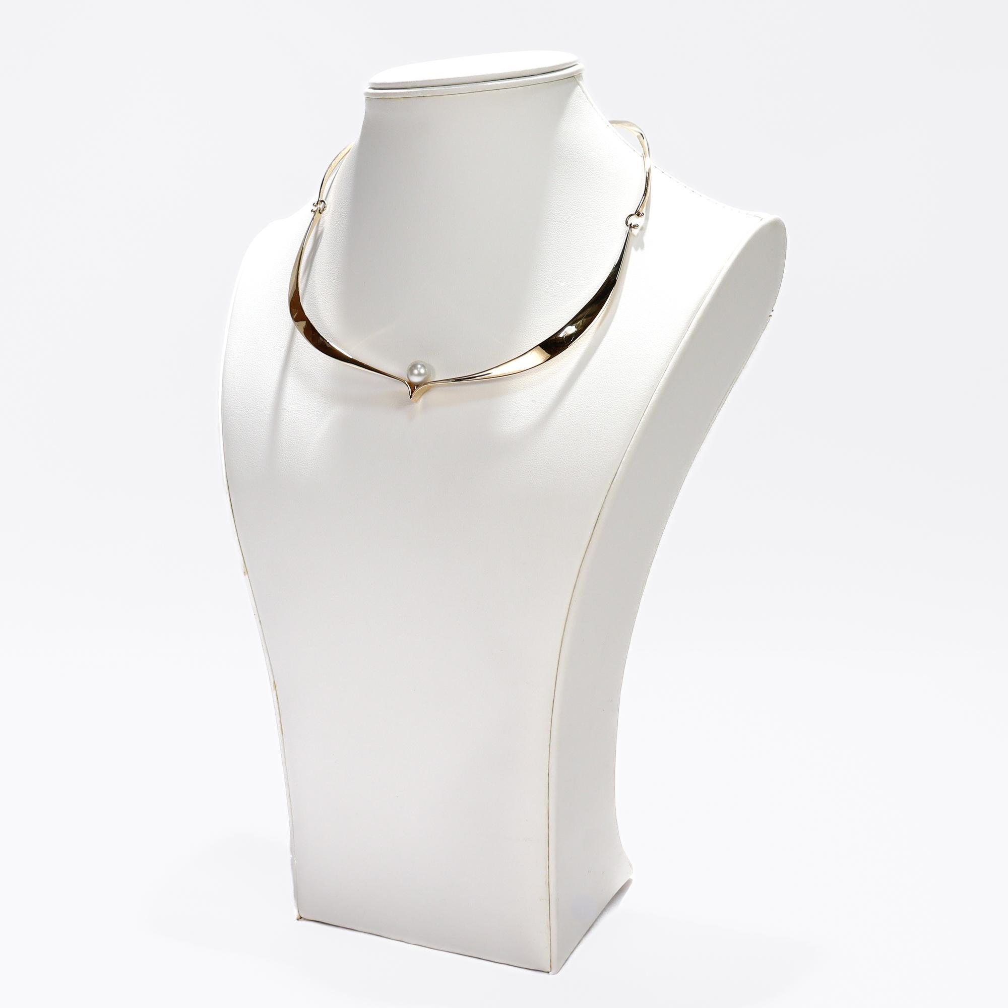 Donna Collana o collare Choker Modernista in oro 14K e perle di Ed Wiener in vendita