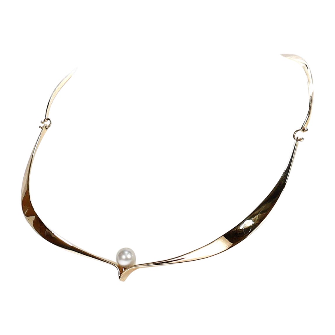 Collana o collare Choker Modernista in oro 14K e perle di Ed Wiener in vendita