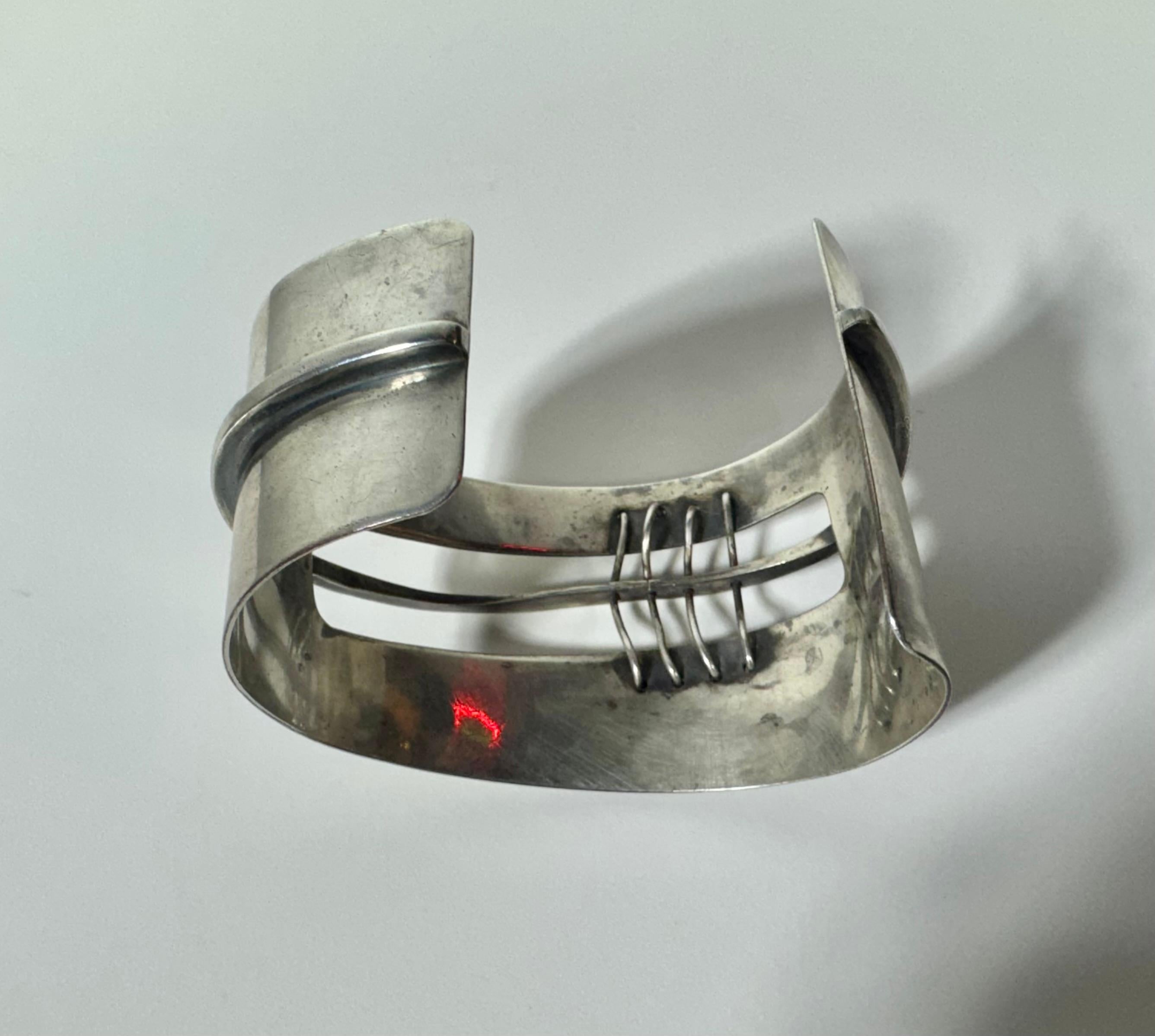 Americano Bracciale Modernista Ed Wiener in argento Sterling New York 1950's .925 in vendita