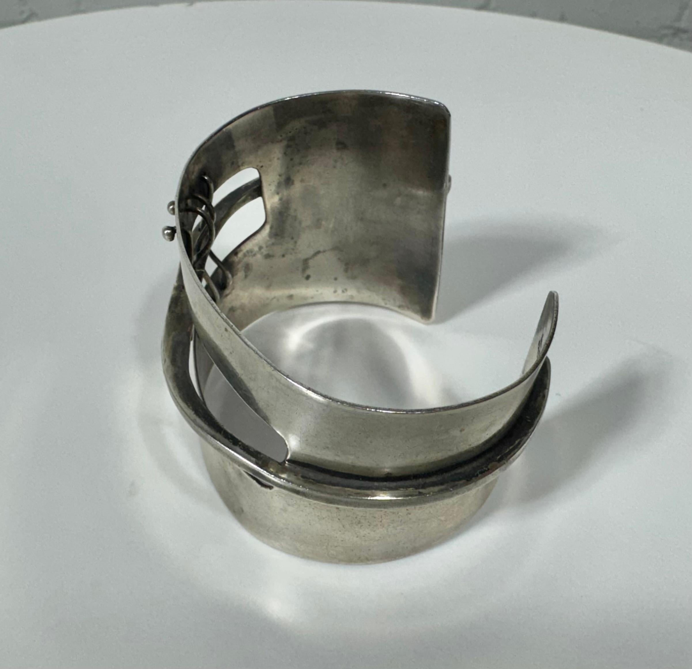 Fatto a mano Bracciale Modernista Ed Wiener in argento Sterling New York 1950's .925 in vendita