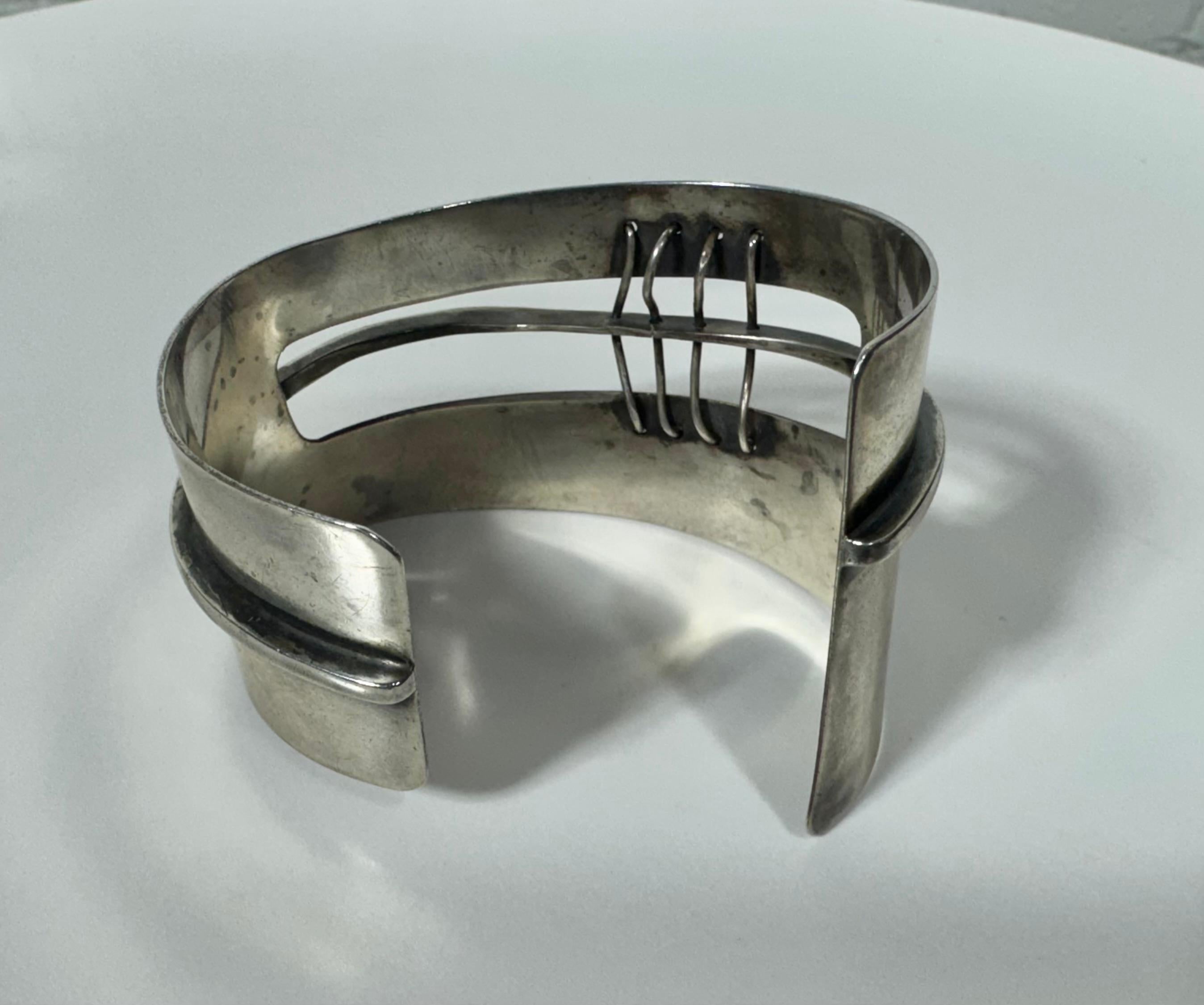 Bracciale Modernista Ed Wiener in argento Sterling New York 1950's .925 In condizioni buone in vendita a Buffalo, NY