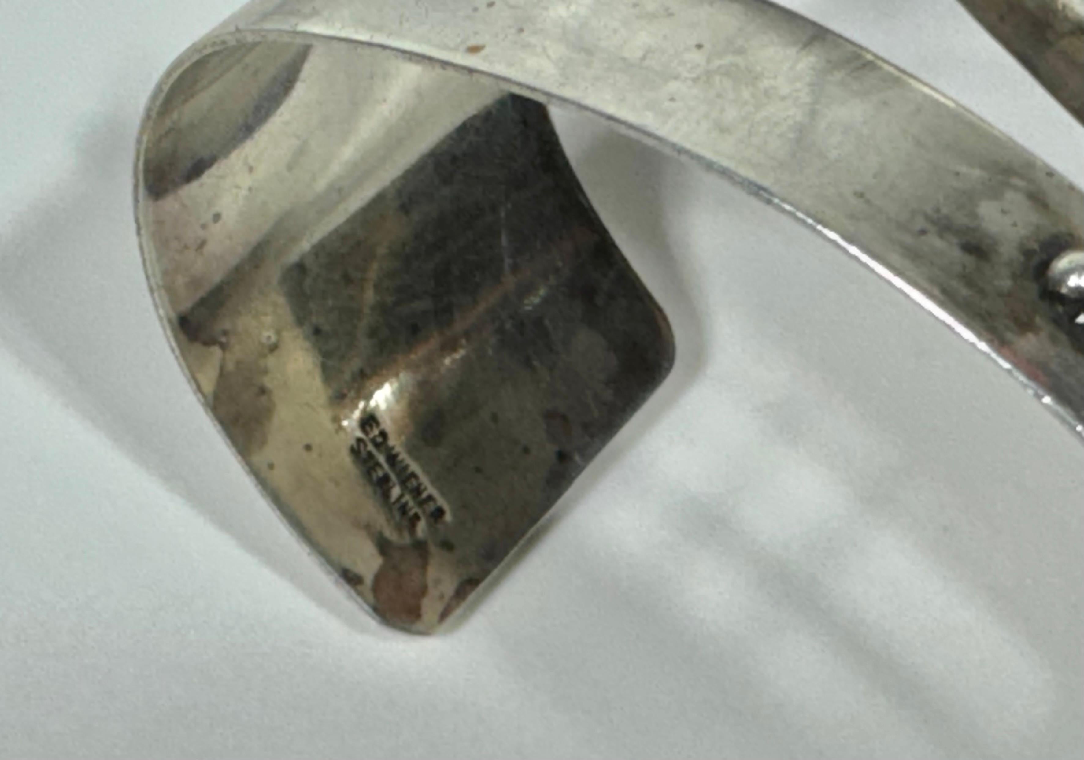 Metà XX secolo Bracciale Modernista Ed Wiener in argento Sterling New York 1950's .925 in vendita