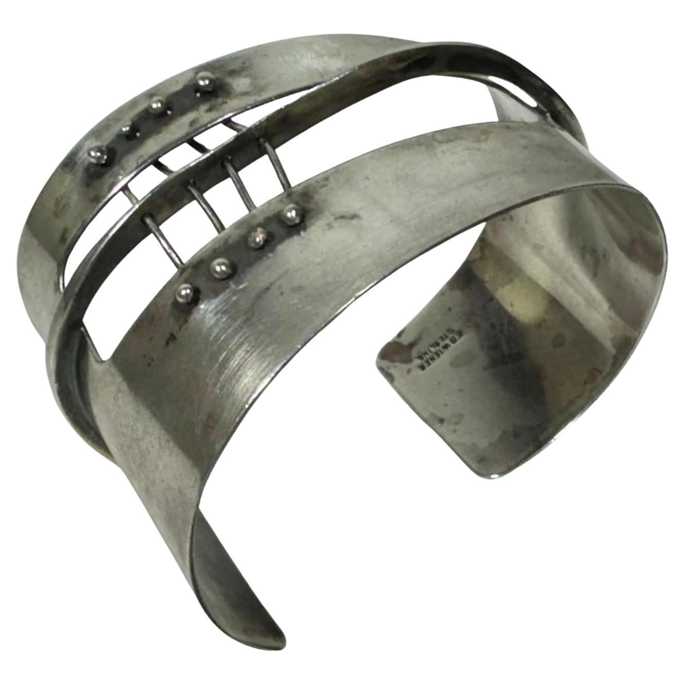 Ed Wiener Modernist Sterling Silber Manschette / Armband New York 1950er Jahre .925