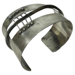 Manchette/bracelet moderniste Ed Wiener, New York, années 1950, .925