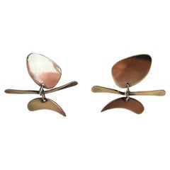 Orecchini cinetici a buco in argento di Ed Wiener New York, modernista.