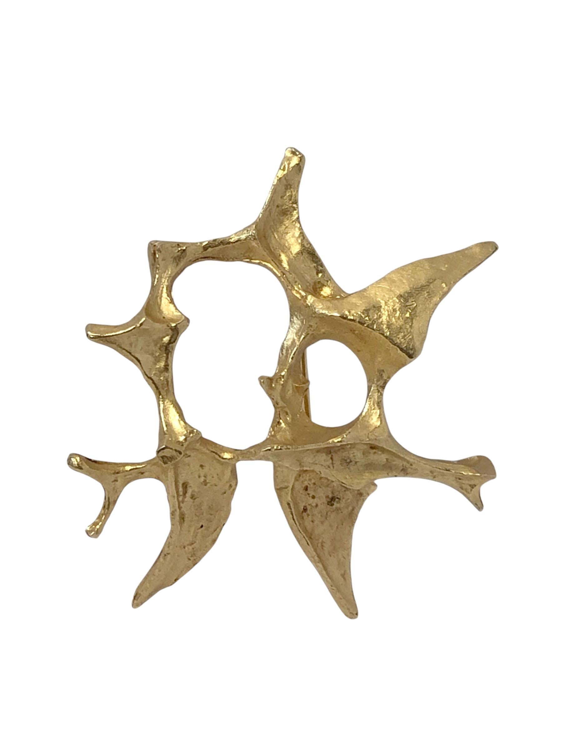 Ed Wiener Yellow Gold Mid Century Modernist Brooch In Excellent Condition For Sale In Chicago, IL