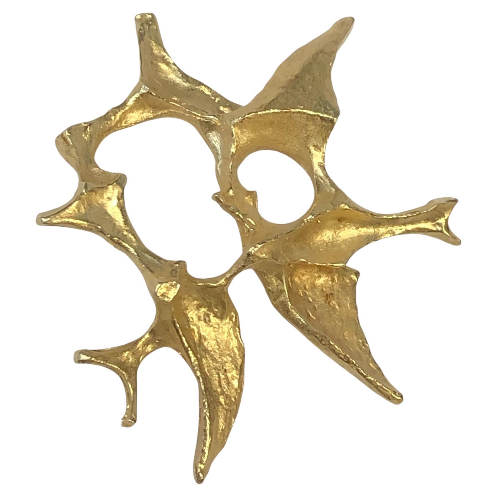Ed Wiener Yellow Gold Mid Century Modernist Brooch