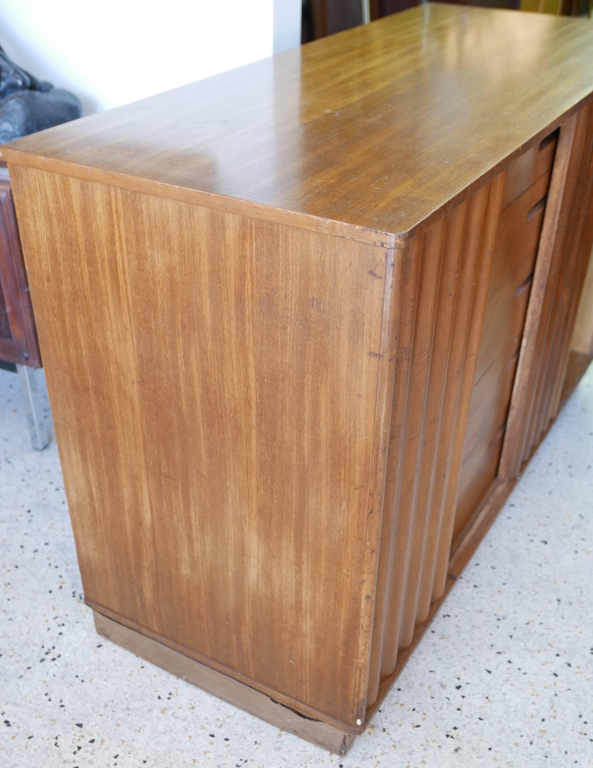 Edward Wormley Chest Designed for Dunbar with Sliding Front Doors, circa 1950s In Good Condition In Madison, WI