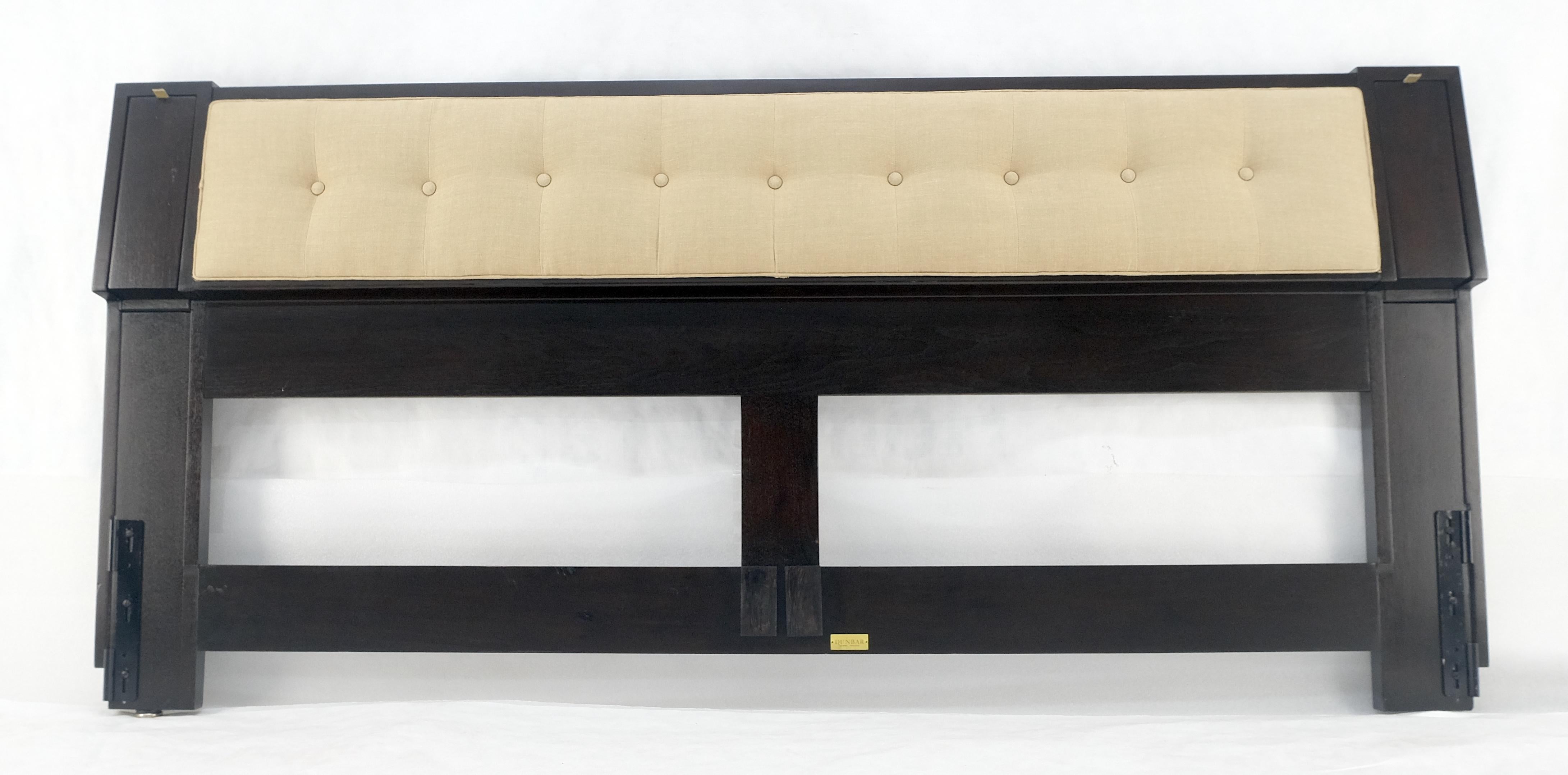 Tappezzeria in lino massiccio Ed Wormley Dunbar NEW  Testiera King in mogano ebanizzato MINT!