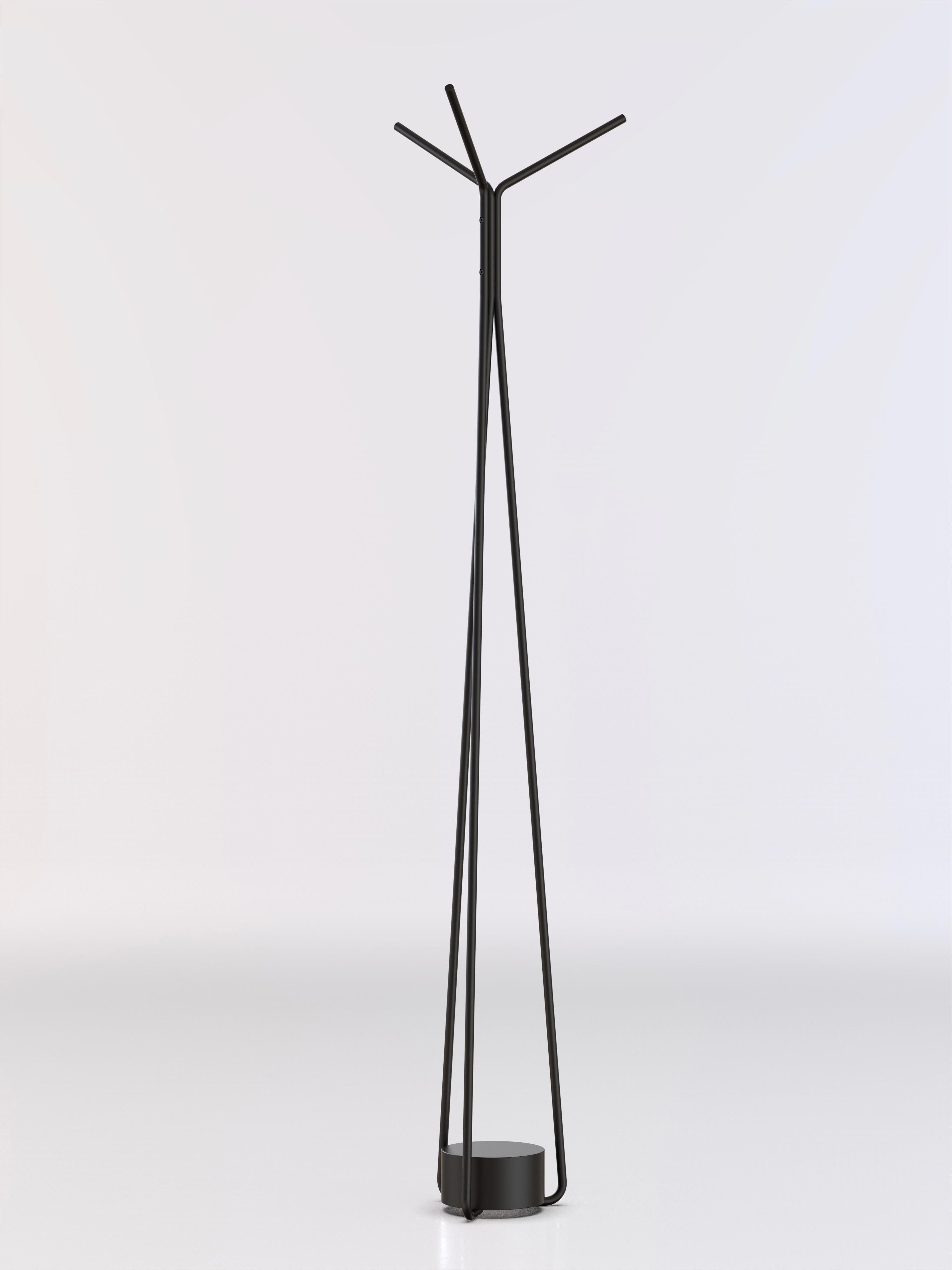 Bended black paint clothhanger with black paint base.