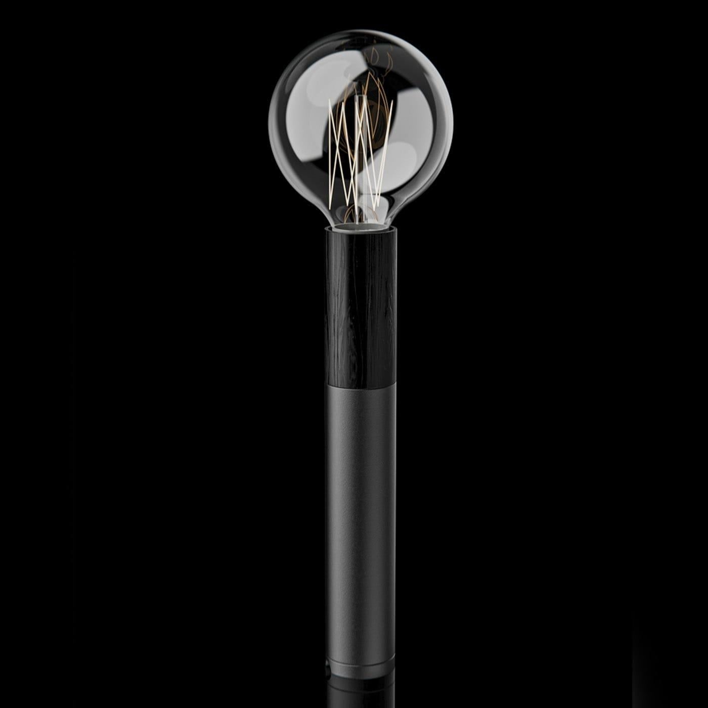 Acciaio ED030 Black Wood and Black Table Lamp in vendita