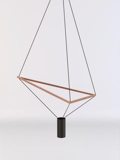Adjustable Geometric Ceiling Lamp in Natural Wood and Aluminum, Italy