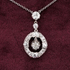 Edardian 1.80 Ct Old Mine Cut Diamond Pendant Necklace Platinum