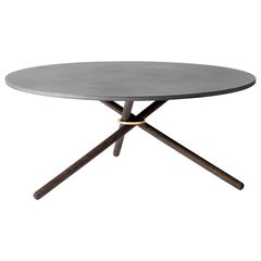 Edda Dark Concrete Top and Dark Oak Legs Coffee Table by Eberhart Furniture