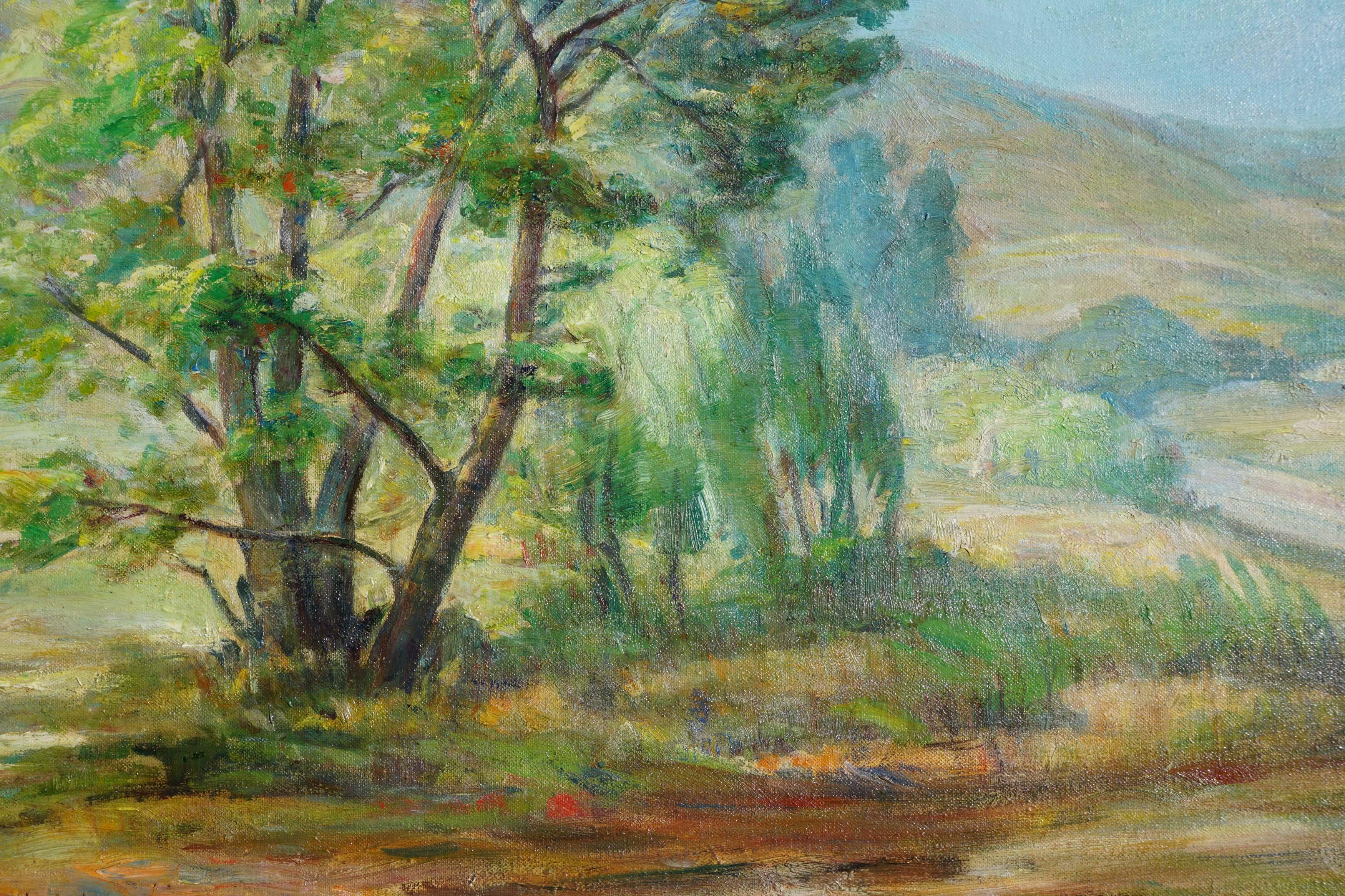 Paysage de Paraiso Hot Springs du milieu du siècle, paysage sur des contreforts de Santa Lucia - Impressionnisme américain Painting par Edda Maxwell Heath