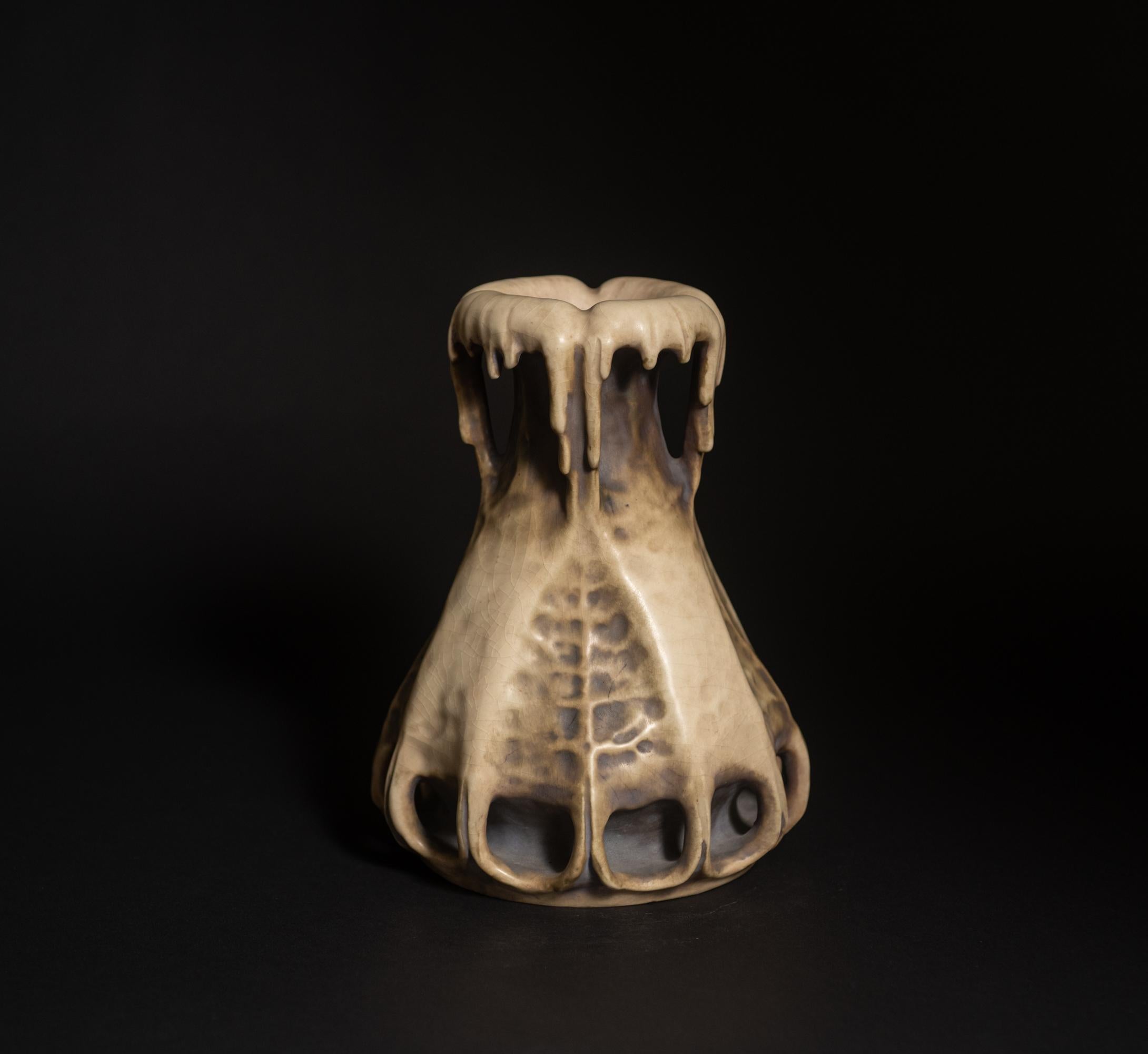 Austrian Edda Series Drip Vase with Four Handles by Fritz Eichmann for RStK Amphora For Sale