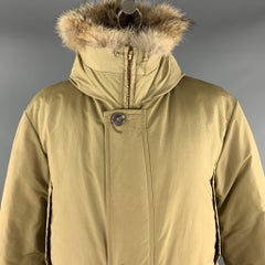 EDDIE BAUER Size L Khaki Solid Nylon Zip & Buttons Jacket