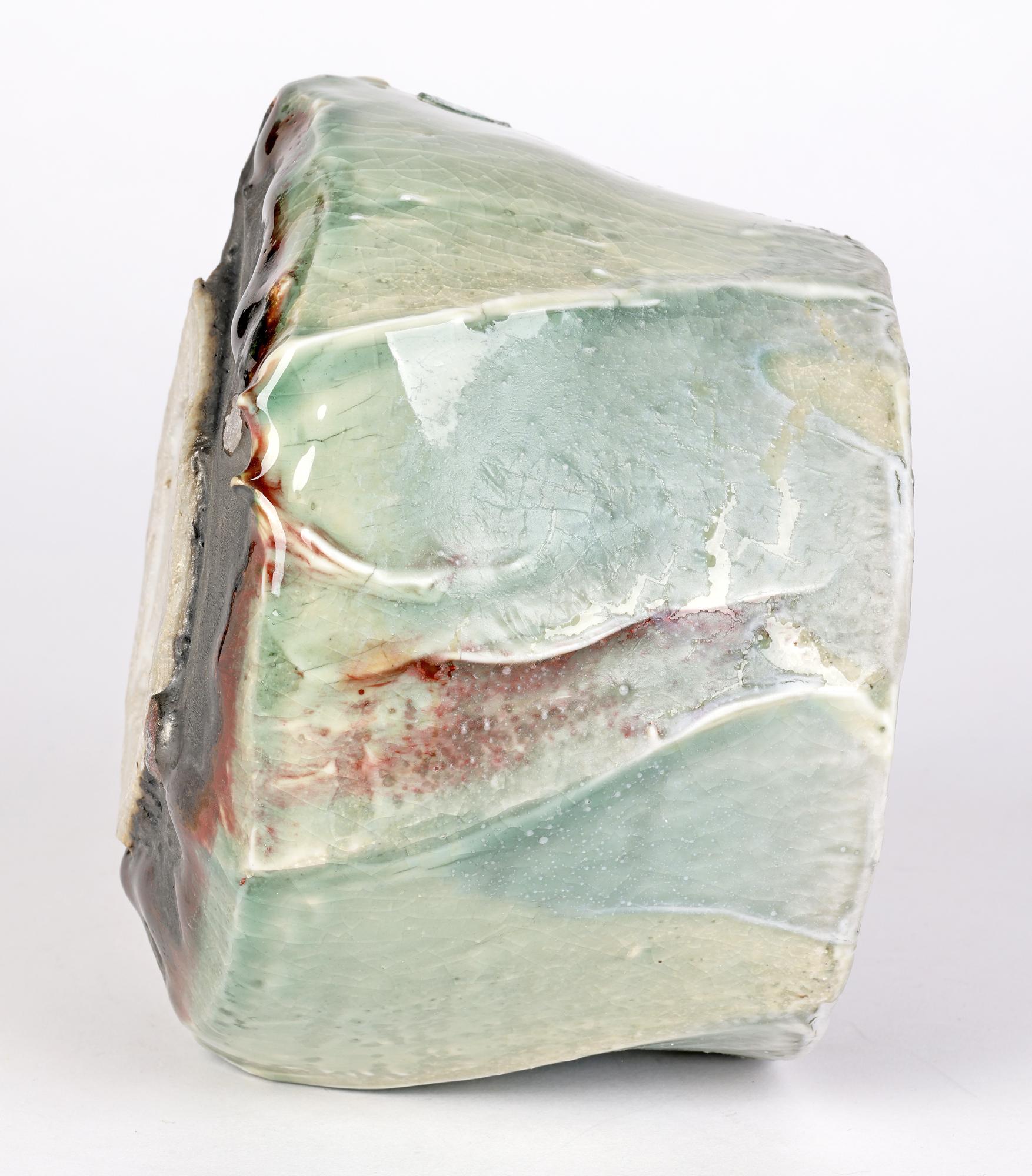 Große glasierte Celadon-Schale aus Porzellan von Eddie Curtis  im Angebot 1
