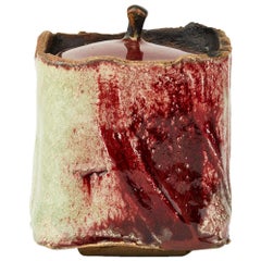 Caddie à couvercle rouge cuivré de Eddie Curtis Studio Pottery:: 2007