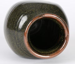 Eddie Hopkins Winchcombe Tenmoku Glazed Studio Pottery Vase