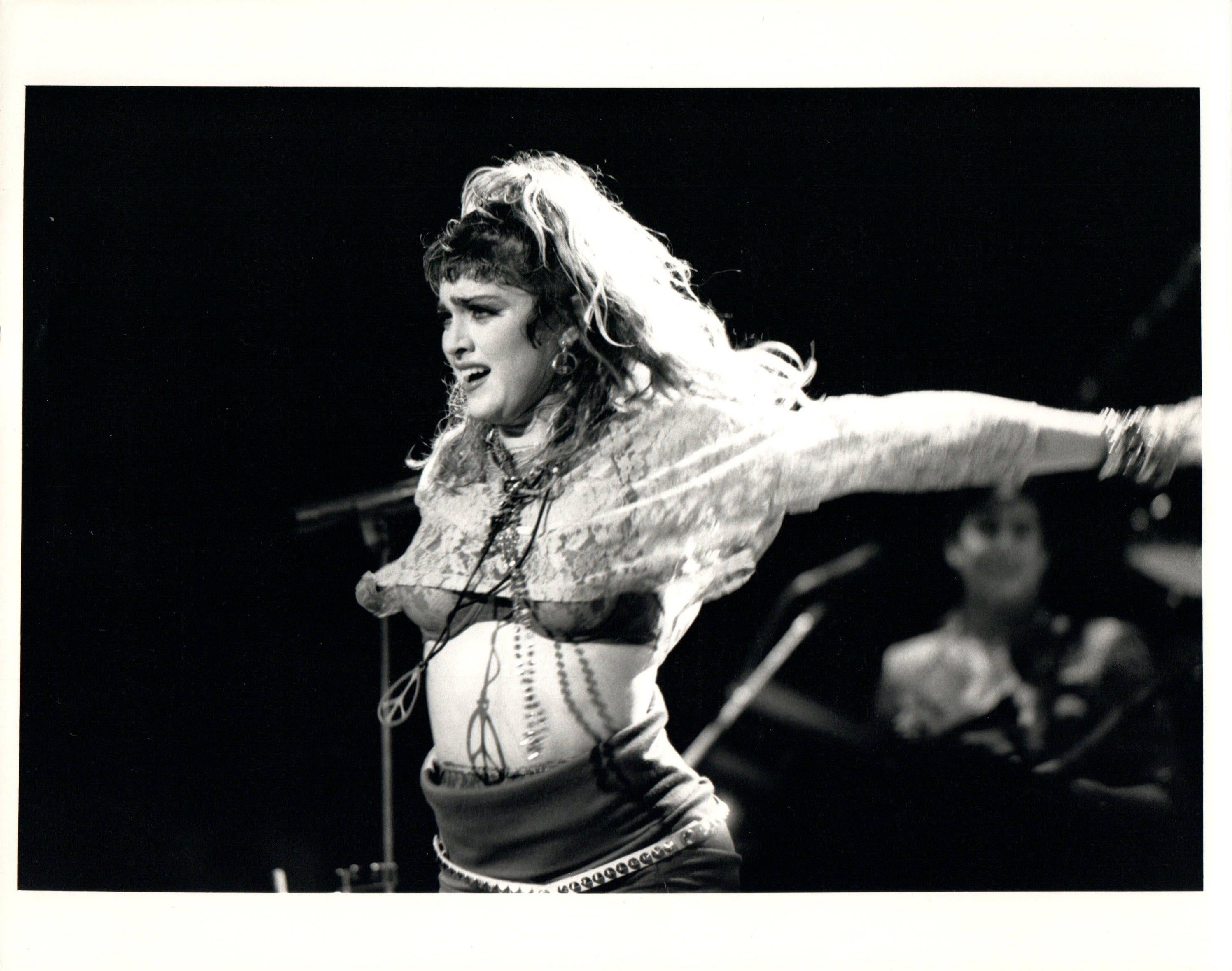 Eddie Malluk Portrait Photograph - Madonna Performing on Stage Vintage Original Photograph