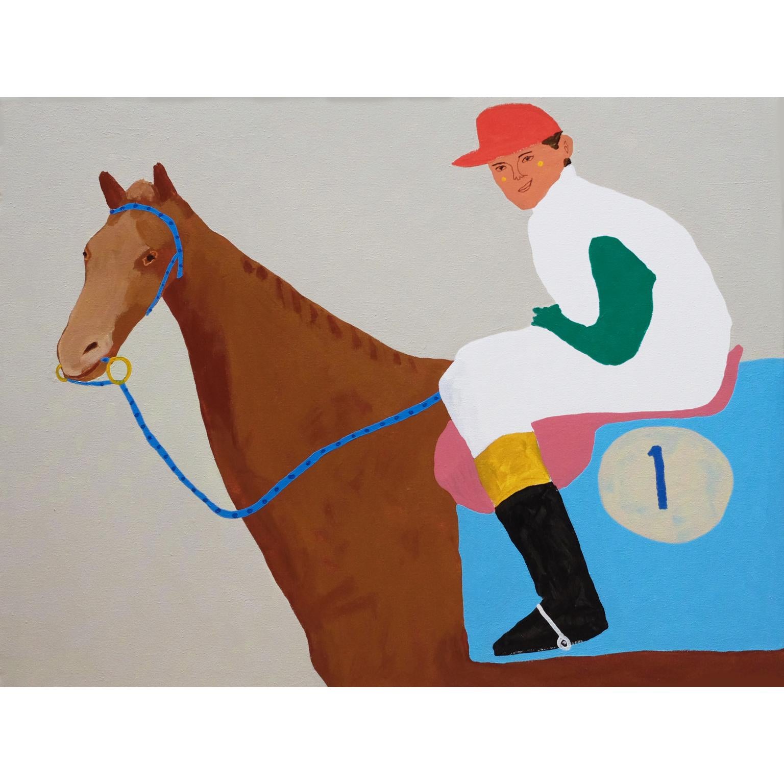 Modern 'Eddie Marsh and an Inconvenient Wind' Portrait Painting by Alan Fears Horse