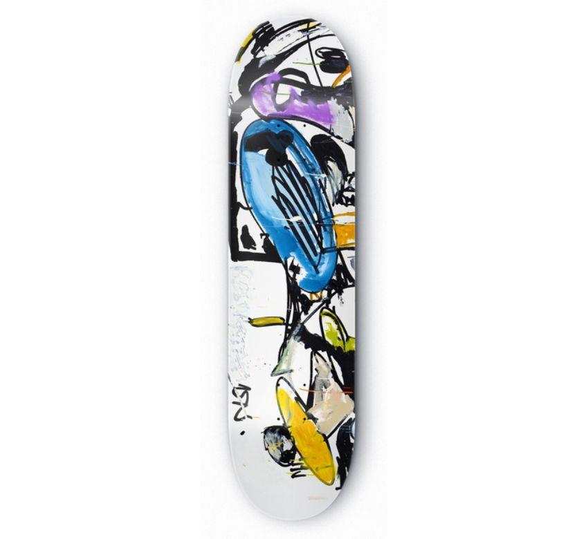 Signed limited edition skateboard deck - Print by Eddie Martinez