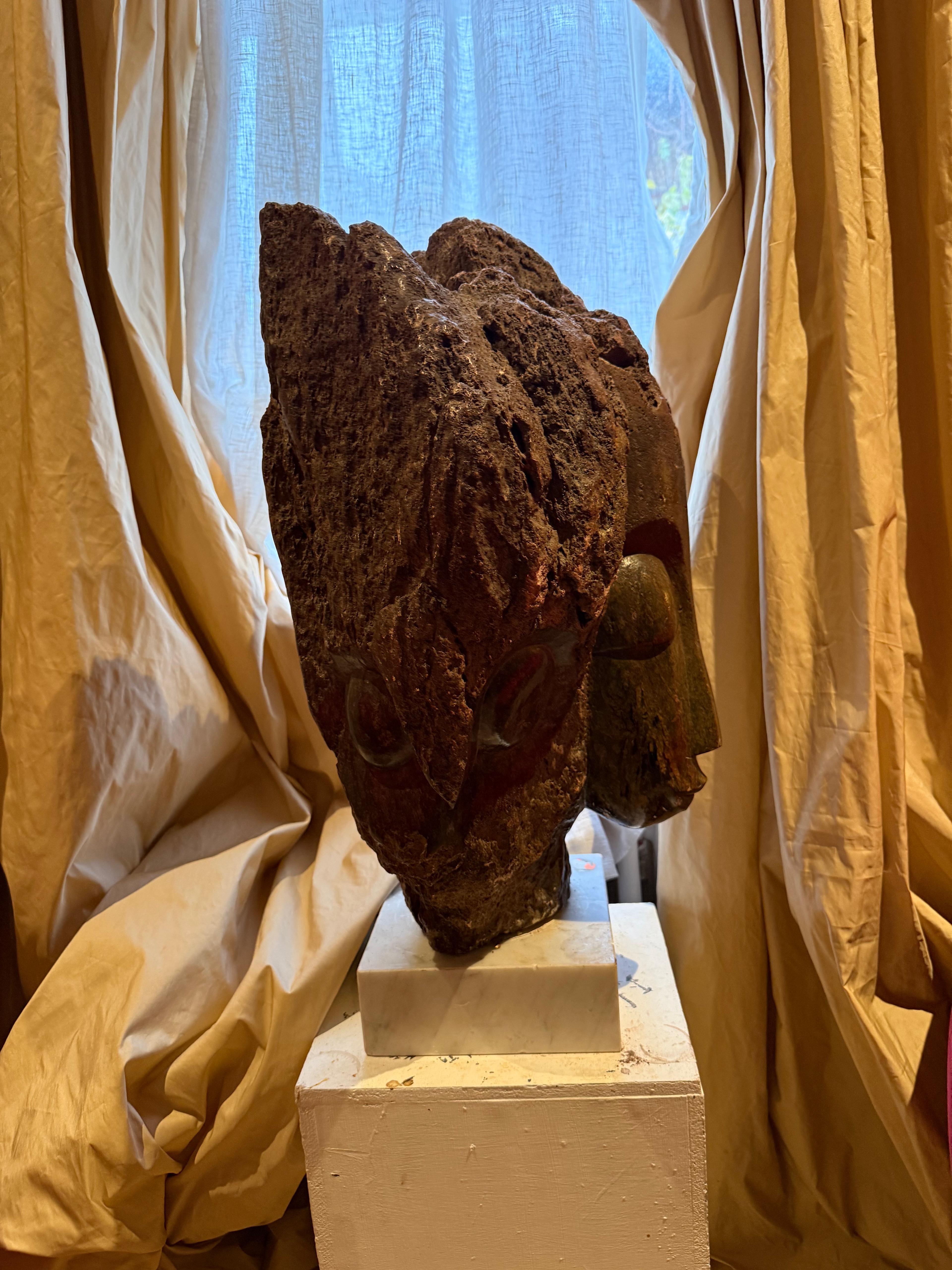 Eddie Masaya (Zimbabwean, b. 1960), Shona sculpture of Twin Faces For Sale 3