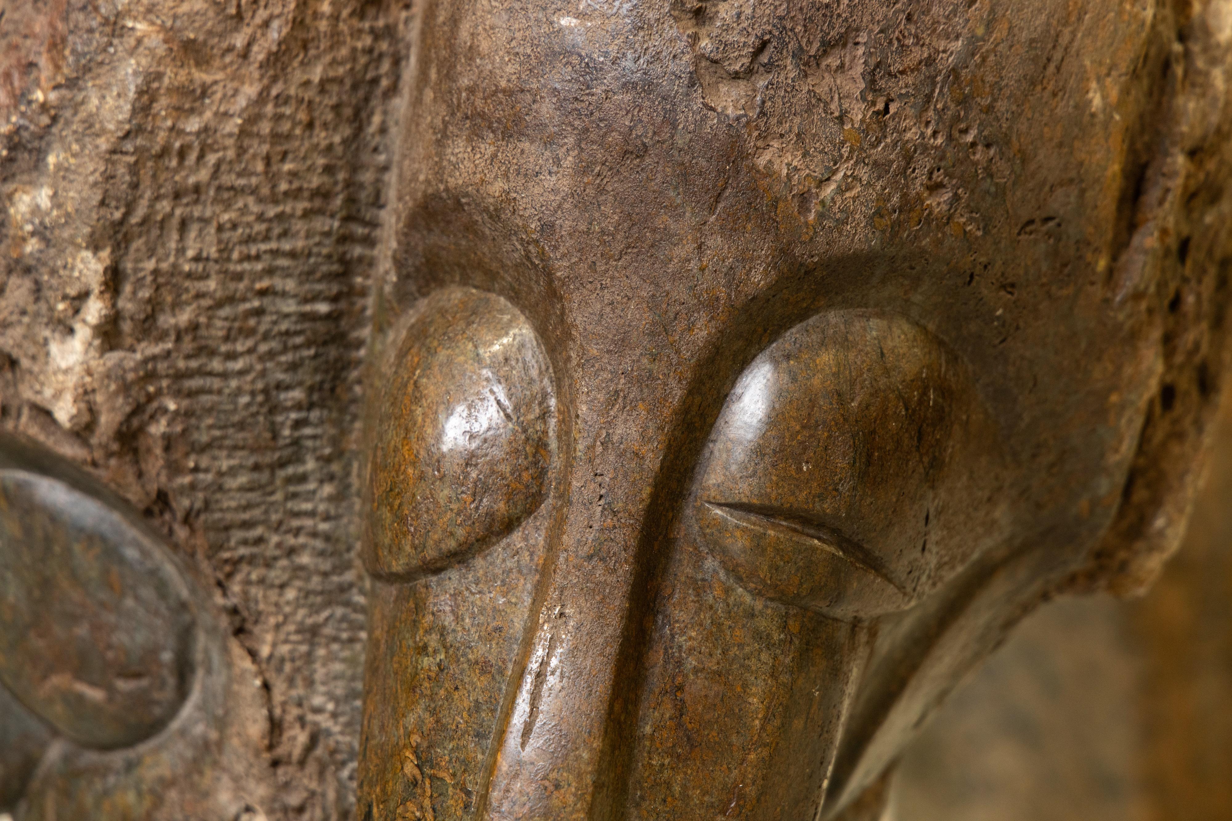 Eddie Masaya (Zimbabwean, b. 1960), Shona sculpture of Twin Faces In Good Condition For Sale In London, GB