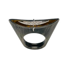 Eddie Sakamoto 18K White Gold and Sterling Silver Diamond Ring