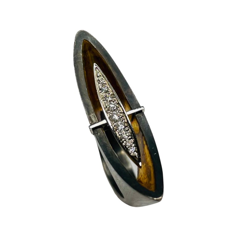 Eddie Sakamoto 18K White Gold and Sterling Silver Diamond Ring For Sale ...