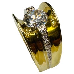 Anello con diamanti in oro giallo e bianco 18 carati di Eddie Sakamoto