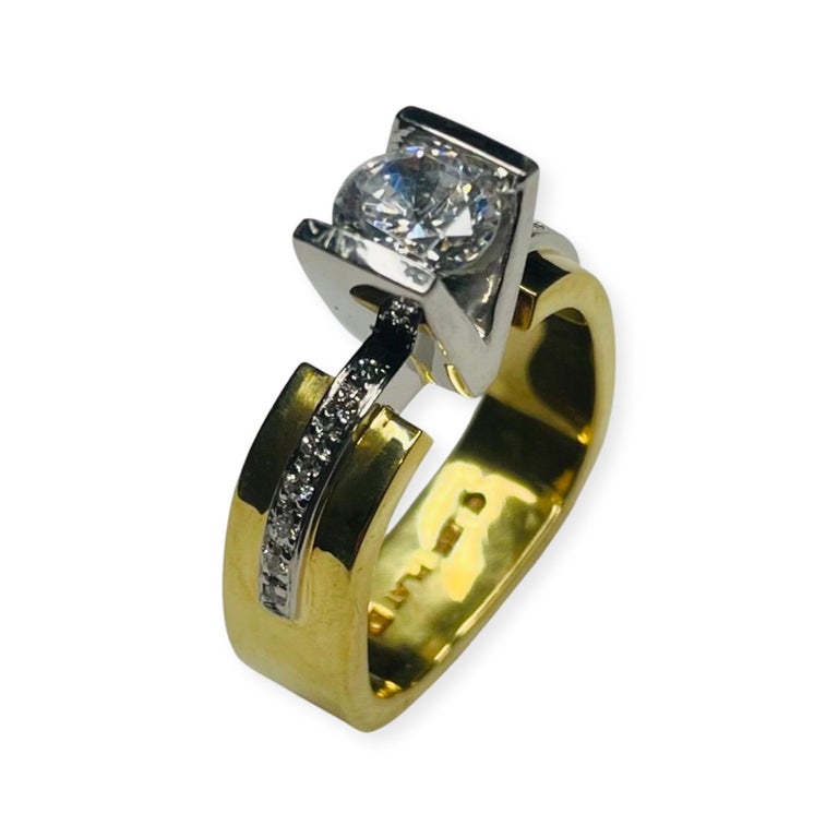 Eddie Sakamoto 18K Yellow Gold, Platinum and Diamond Ring For Sale at ...