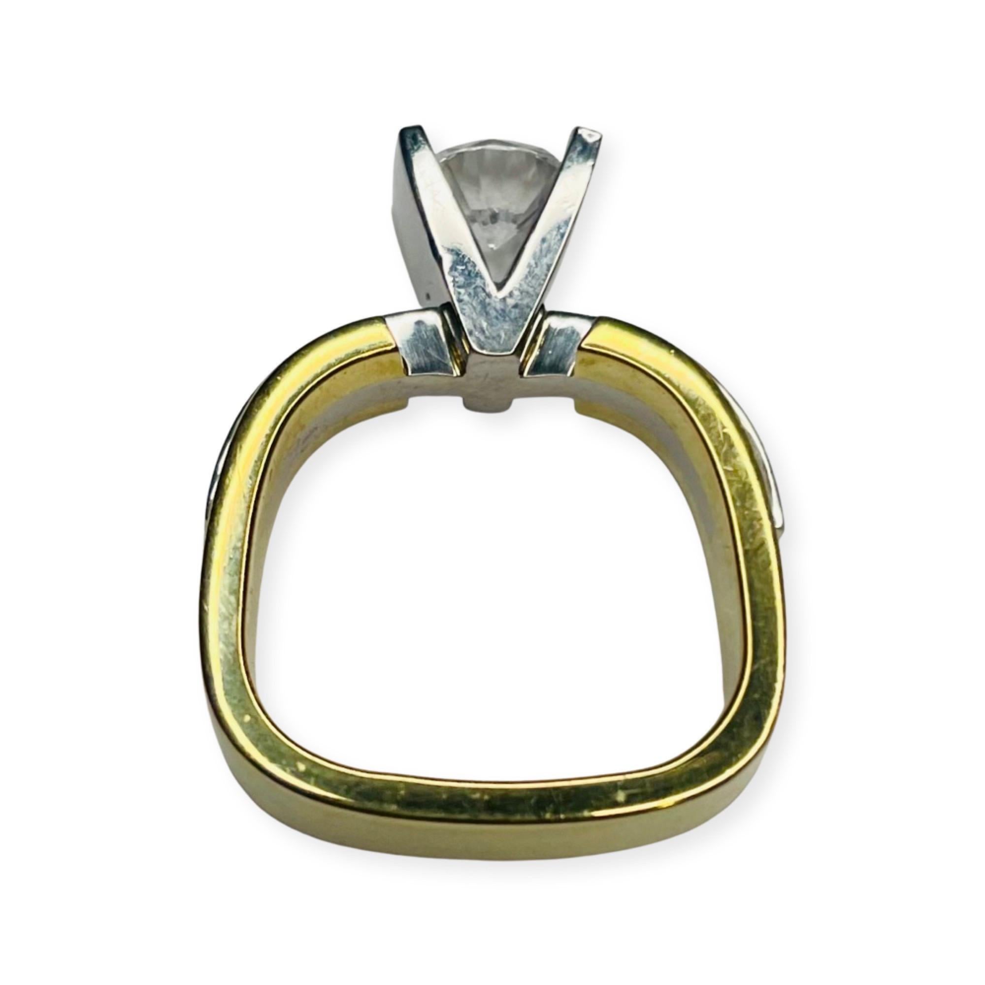 Contemporary Eddie Sakamoto 18K Yellow Gold, Platinum and Diamond Ring For Sale