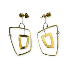 Eddie Sakamoto 18K Yellow White Gold Diamond Earrings/Jackets