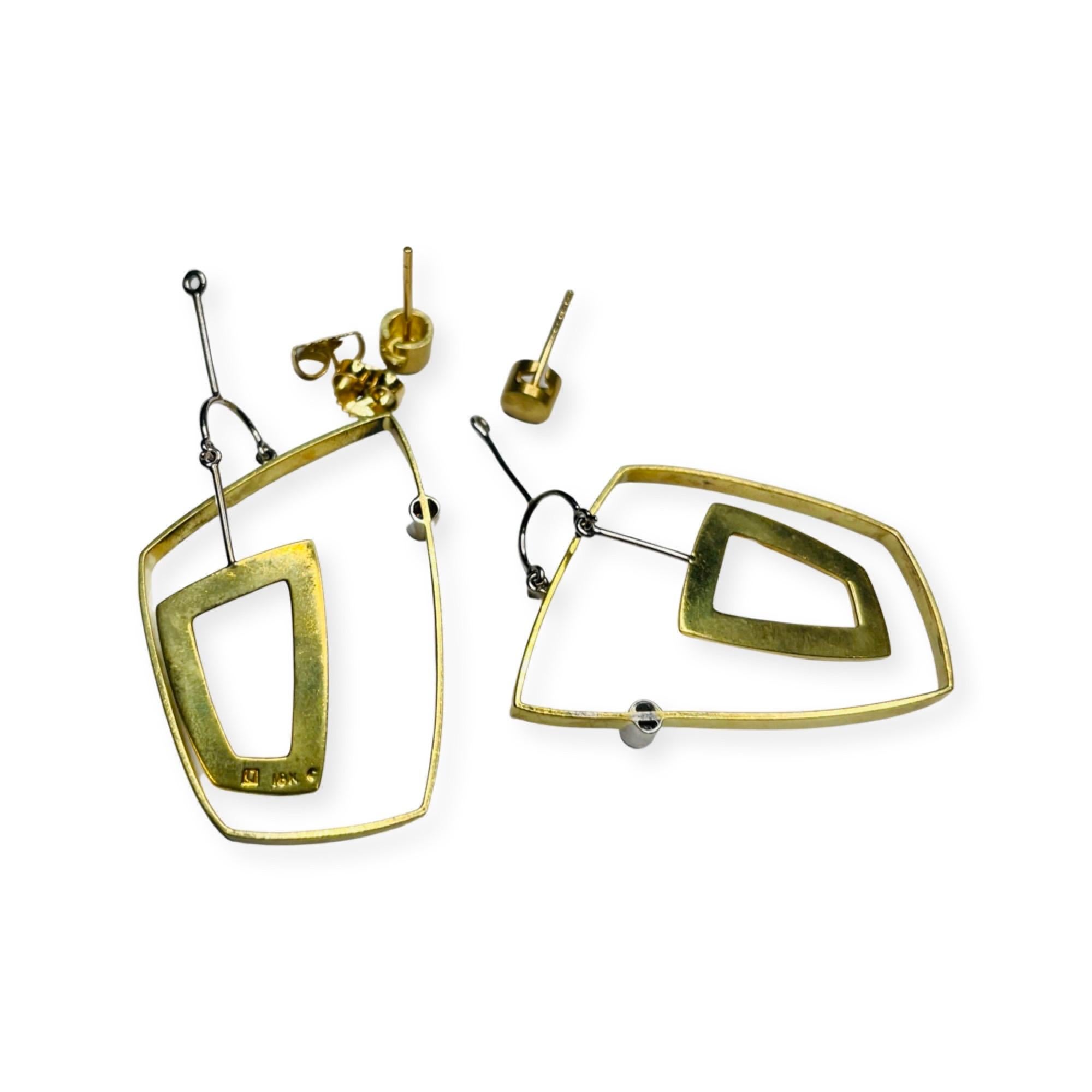Contemporary Eddie Sakamoto 18K Yellow White Gold Diamond Earrings/Jackets For Sale