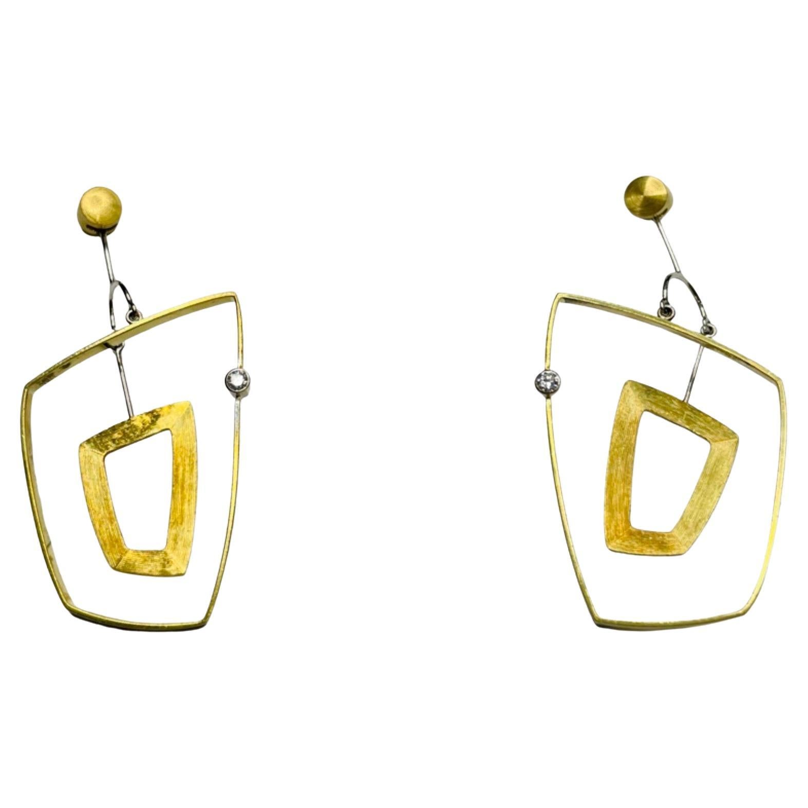 Eddie Sakamoto 18K Yellow White Gold Diamond Earrings/Jackets For Sale