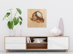 Traveller - Peinture de paysage figurative abstraite et douce sur bois