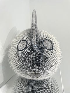 Black Moonfish - Resin and silicon fish sculpture by Eddy Maniez