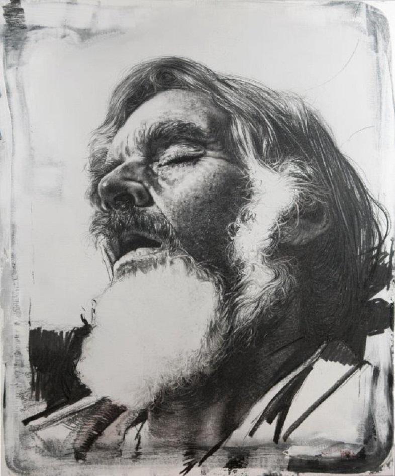 Eddy Stevens Figurative Art - Biosphere no. 14 Charcoal on Canvas Portrait Painting Drawing In Stock