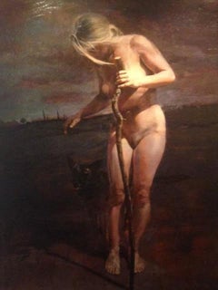 Het Lichtpunt Bright Spot Oil Painting on Canvas Surrealistic Nude Girl 