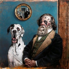 Human Condition no. 6 Oil Painting on Canvas Surrealist Surreel Dog Man In Stock