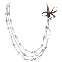 Panther, Leaves, Bud Transformable Long Necklace in 18K Gold, Diamonds, Pearls