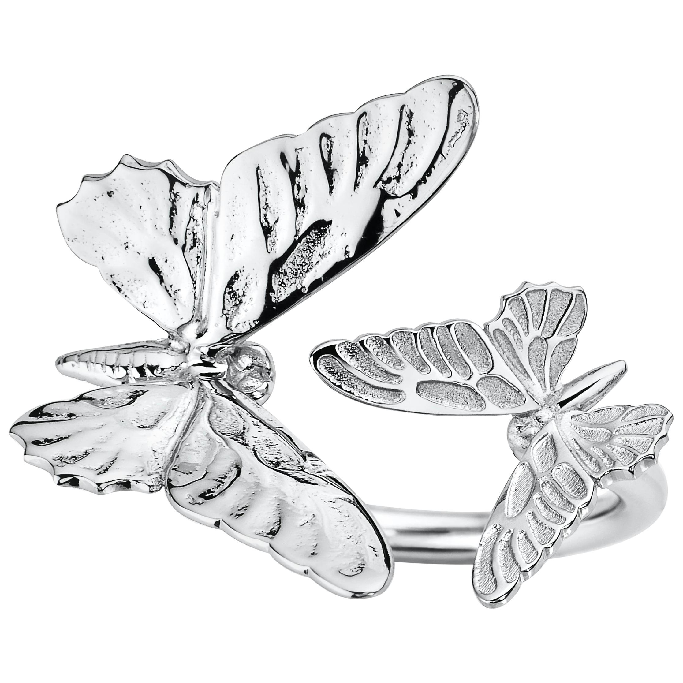 Two Butterfly 18 Karat White Gold Ring by Édéenne, Paris For Sale
