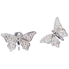 Édéenne Two Butterfly Diamonds and 18 Karat White Gold Earrings