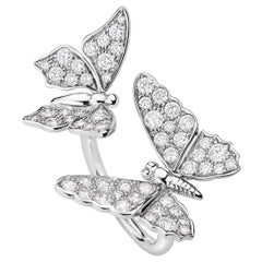 Édéenne Two Butterfly Diamonds and 18 Karat White Gold Ring