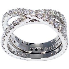 Transformable, Entwined 18K White Gold Band Rings with 3 carats of Diamonds