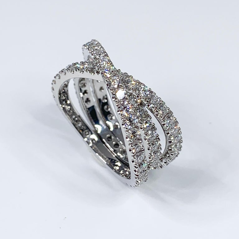 Transformable Ring Transformable, Entwined 18K White Gold Band Rings with 3 carats of ...